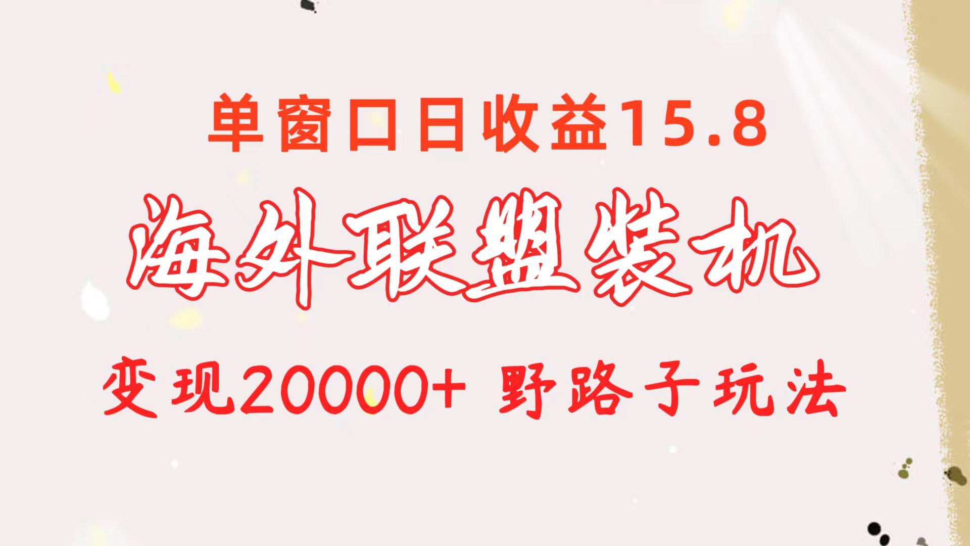 海外联盟装机 单窗口日收益15.8  变现20000+ 野路子玩法-精品虚拟资源库