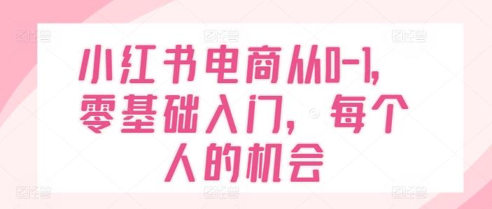 小红书电商从0-1，零基础入门，每个人的机会-精品虚拟资源库