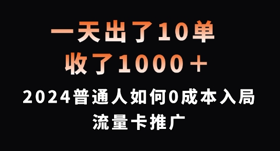 一天出了10单，收了1000+，2024普通人如何0成本入局流量卡推广【揭秘】-精品虚拟资源库