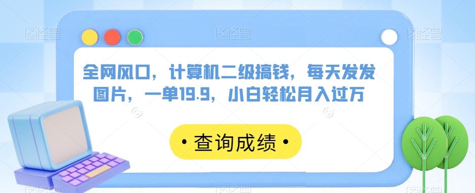 全网风口，计算机二级搞钱，每天发发图片，一单19.9，小白轻松月入过万【揭秘】-精品虚拟资源库