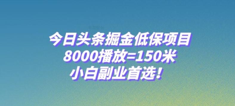 今日头条掘金低保项目，8000播放=150米，小白副业首选【揭秘】-精品虚拟资源库