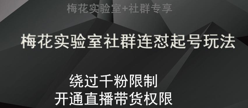 梅花实验室社群连怼起号玩法，视频号绕过千粉限制，开通直播带货权限【揭秘】-精品虚拟资源库