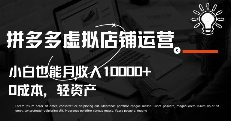 拼多多虚拟店铺运营小白也能月收入10000+【揭秘】-精品虚拟资源库