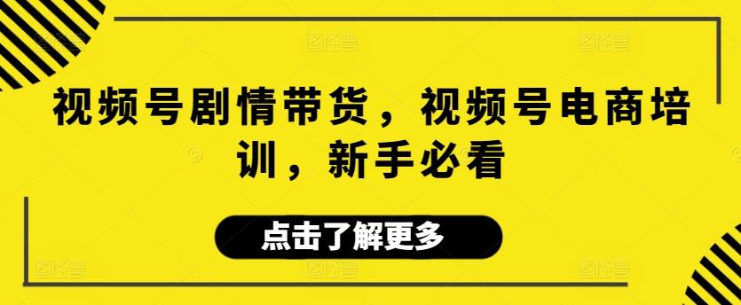视频号剧情带货，视频号电商培训，新手必看-精品虚拟资源库