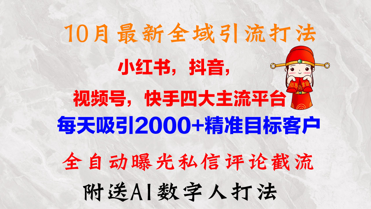 10月最新小红书，抖音，视频号，快手四大平台全域引流，，每天吸引2000…-精品虚拟资源库