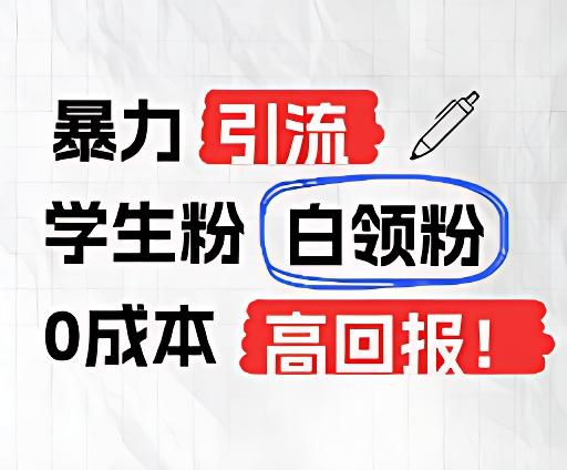 暴力引流学生粉白领粉，吊打以往垃圾玩法，0成本，高回报-精品虚拟资源库
