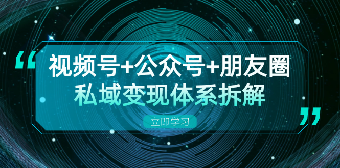 视频号+公众号+朋友圈私域变现体系拆解，全体平台流量枯竭下的应对策略-精品虚拟资源库