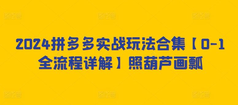 2024拼多多实战玩法合集【0-1全流程详解】照葫芦画瓢-精品虚拟资源库