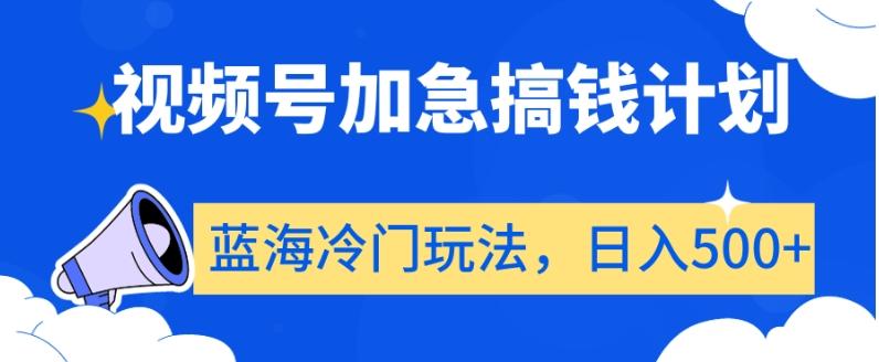 视频号加急搞钱计划，蓝海冷门玩法，日入500+【揭秘】-精品虚拟资源库
