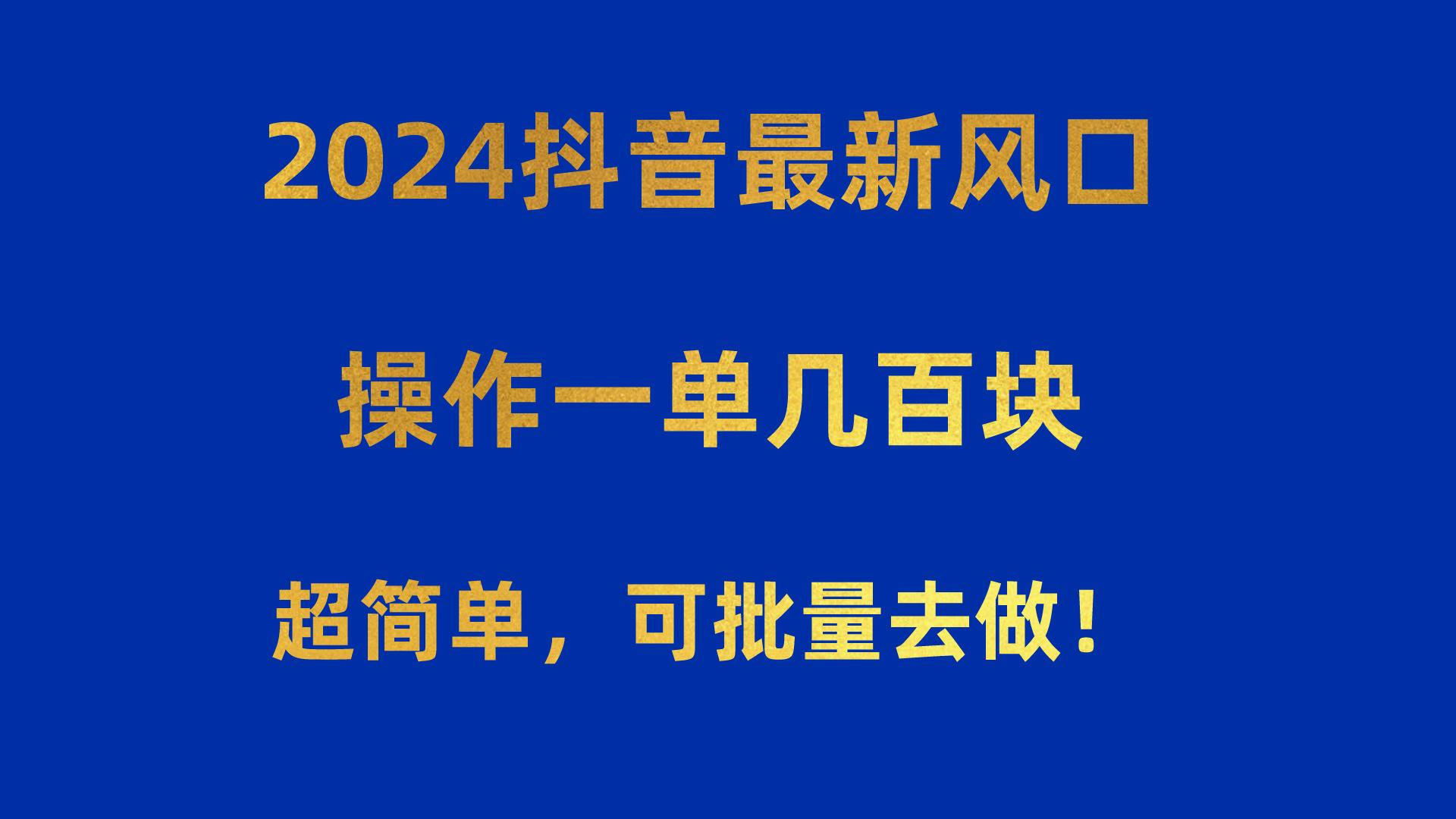 2024抖音最新风口！操作一单几百块！超简单，可批量去做！！！-精品虚拟资源库