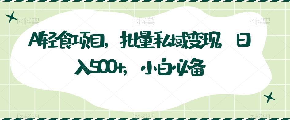 AI轻食项目，批量私域变现，日入500+，小白必备-精品虚拟资源库