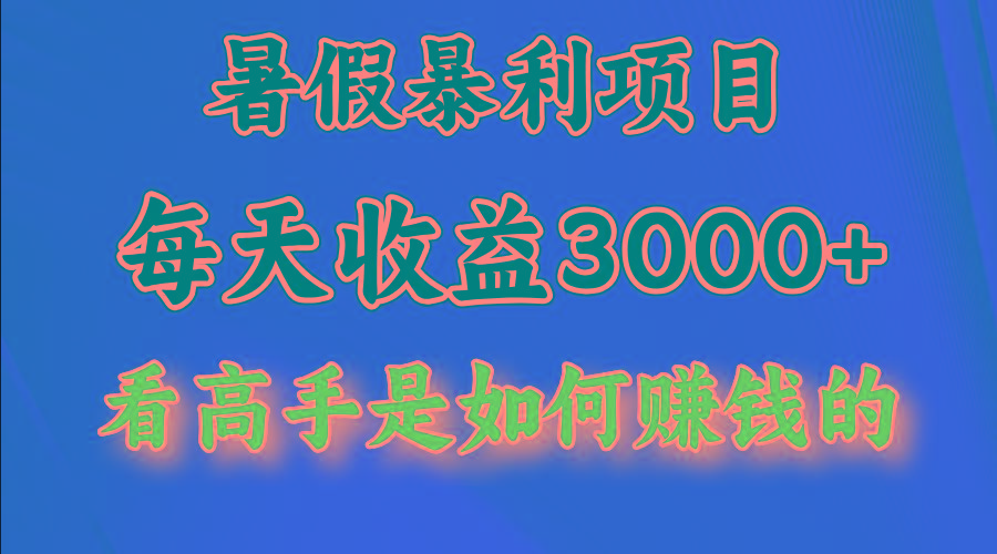 暑假暴利项目，每天收益3000+ 努努力能达到5000+，暑假大流量来了-精品虚拟资源库
