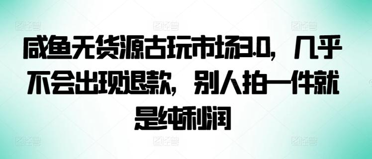 咸鱼无货源古玩市场3.0，几乎不会出现退款，别人拍一件就是纯利润【揭秘】-精品虚拟资源库
