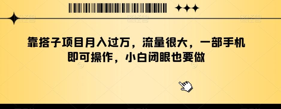 靠搭子项目月入过万，流量很大，一部手机即可操作，小白闭眼也要做-精品虚拟资源库