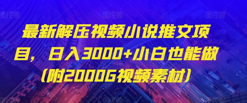 最新解压视频小说推文项目，日入3000+小白也能做（附2000G视频素材）【揭秘】-精品虚拟资源库