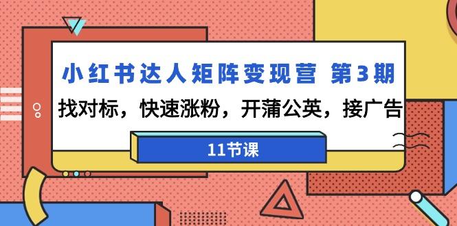 小红书达人矩阵变现营 第3期，找对标，快速涨粉，开蒲公英，接广告-11节课-精品虚拟资源库