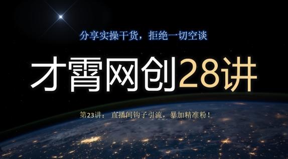 才霄网创28讲第23讲：直播间钩子引流，暴加精准粉！-精品虚拟资源库