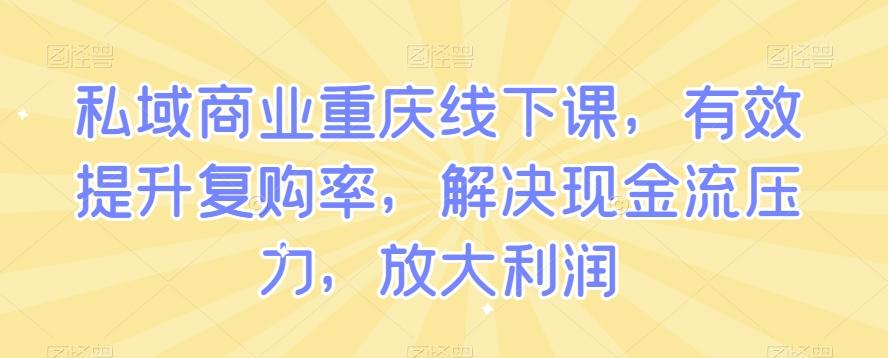 私域商业重庆线下课，有效提升复购率，解决现金流压力，放大利润-精品虚拟资源库