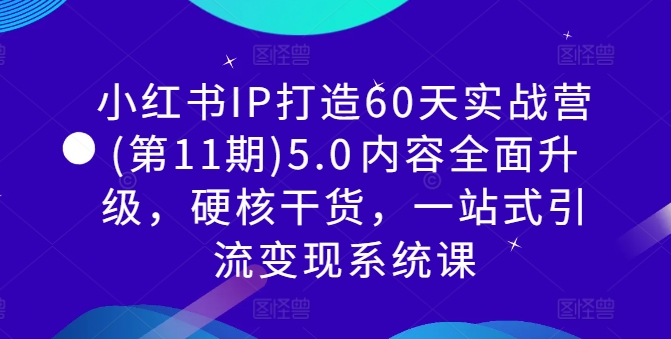 小红书IP打造60天实战营(第11期)5.0​内容全面升级，硬核干货，一站式引流变现系统课-精品虚拟资源库