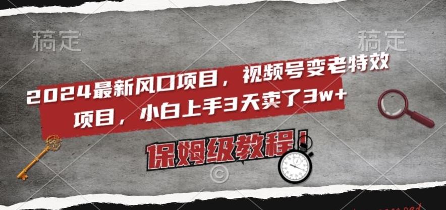 2024最新风口项目，视频号变老特效项目，电脑小白上手3天卖了3w+，保姆级教程【揭秘】-精品虚拟资源库