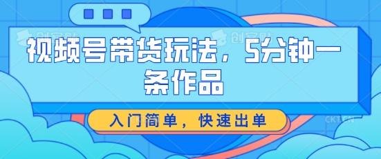 视频号带货玩法，5分钟一条作品，入门简单，快速出单【揭秘】-精品虚拟资源库