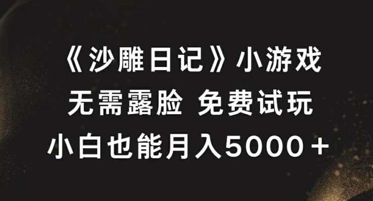 《沙雕日记》小游戏，无需露脸免费试玩，小白也能月入5000+【揭秘】-精品虚拟资源库