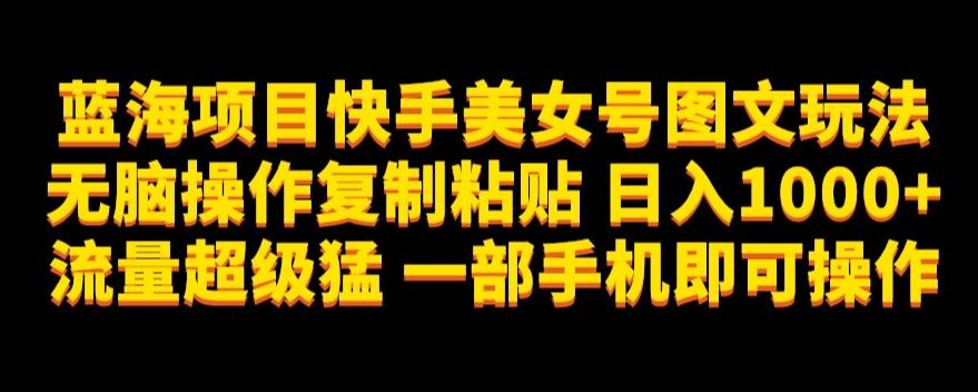 蓝海项目快手美女号图文玩法，无脑操作复制粘贴，日入1000+流量超级猛一部手机即可操作【揭秘】-精品虚拟资源库