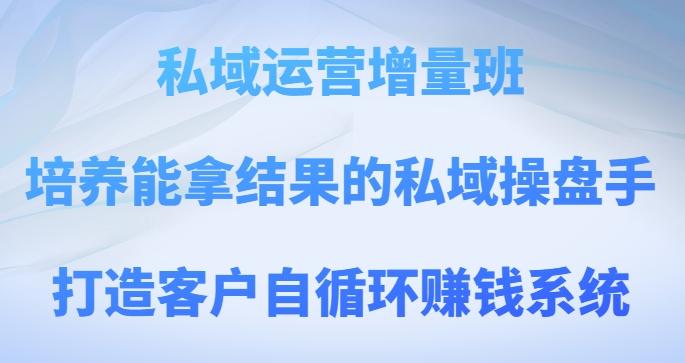私域运营增量班，培养能拿结果的私域操盘手，打造客户自循环赚钱系统-精品虚拟资源库