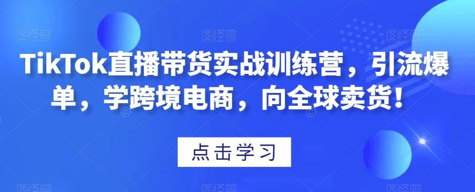TikTok直播带货实战训练营，引流爆单，学跨境电商，向全球卖货！-精品虚拟资源库