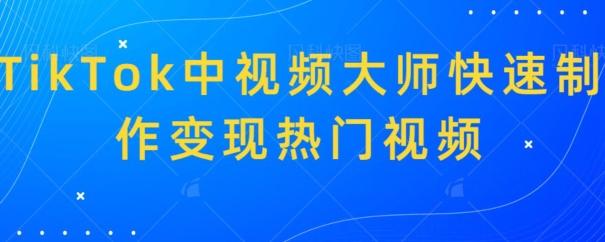 TikTok中视频大师快速制作变现热门视频-精品虚拟资源库