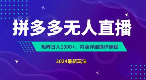拼多多无人直播不封号，0投入，3天必起，无脑挂机，日入1k+【揭秘】-精品虚拟资源库