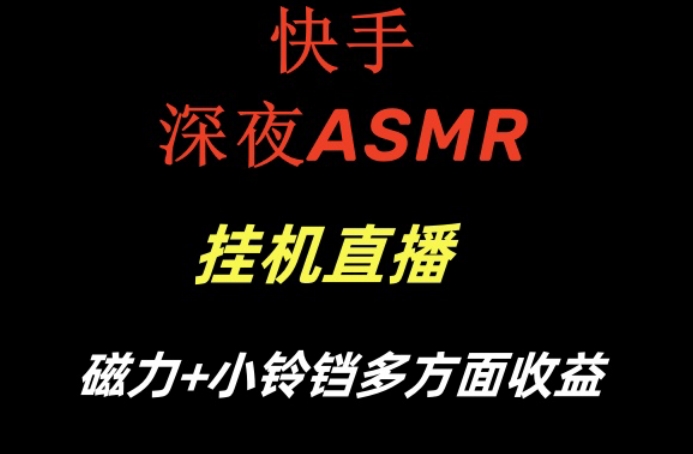 快手深夜ASMR挂机直播，磁力+小铃铛收益(附带工具和5G素材)【揭秘】-精品虚拟资源库