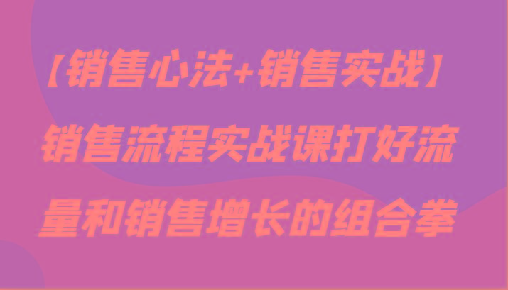 【销售心法+销售实战】销售流程实战课打好流量和销售增长的组合拳-精品虚拟资源库