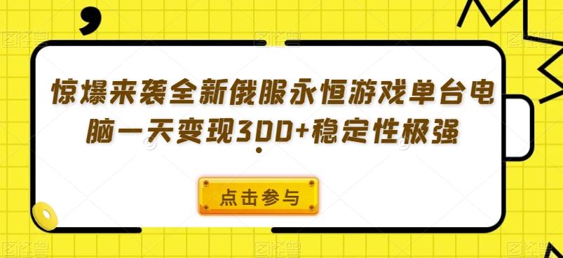 惊爆来袭全新俄服永恒游戏单台电脑一天变现300+稳定性极强-精品虚拟资源库