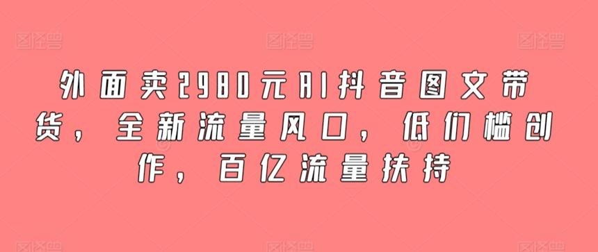 外面卖2980元AI抖音图文带货，全新流量风口，低们槛创作，百亿流量扶持-精品虚拟资源库