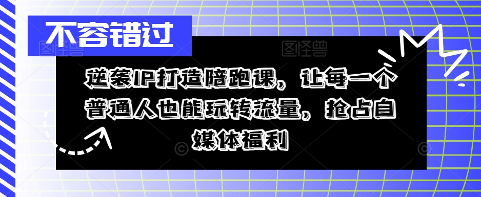 逆袭IP打造陪跑课，让每一个普通人也能玩转流量，抢占自媒体福利-精品虚拟资源库