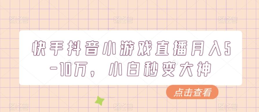 快手抖音小游戏直播月入5-10万，小白秒变大神-精品虚拟资源库