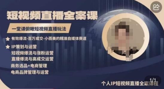 高品质IP短视频直播全案课程，一堂课俯瞰短视频直播玩法-精品虚拟资源库