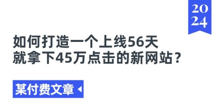 某付费文章《如何打造一个上线56天就拿下45万点击的新网站?》-精品虚拟资源库