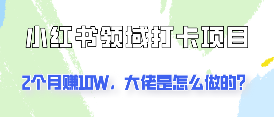通过小红书领域打卡项目2个月赚10W，大佬是怎么做的？-精品虚拟资源库