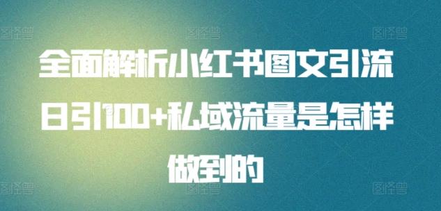 全面解析小红书图文引流日引100+私域流量是怎样做到的【揭秘】-精品虚拟资源库