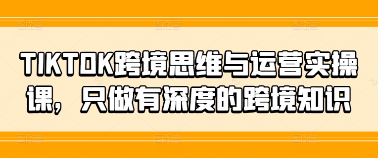 TIKTOK跨境思维与运营实操课，只做有深度的跨境知识-精品虚拟资源库