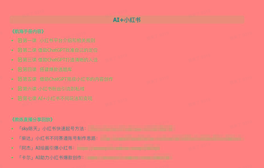 图片[2]-(9351期)AI破局手册+教练分享合集：AI提示词/AI+小红书 /AI+公众号/AI+绘画/AI编程-精品虚拟资源库