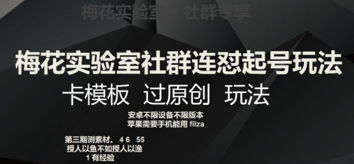 梅花实验室社群连怼起号玩法，卡模板过原创玩法【揭秘】-精品虚拟资源库
