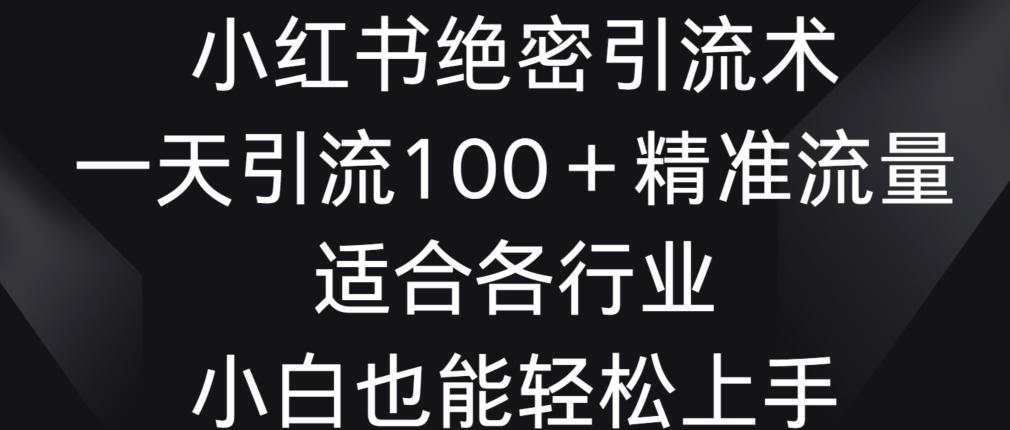 小红书绝密引流术，一天引流100+精准流量，适合各个行业，小白也能轻松上手【揭秘】-精品虚拟资源库
