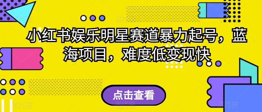 小红书娱乐明星赛道暴力起号，蓝海项目，难度低变现快【揭秘】-精品虚拟资源库
