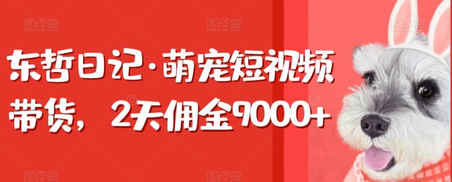 东哲日记·萌宠短视频带货，2天佣金9000+-精品虚拟资源库