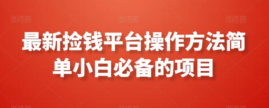 最新捡钱平台操作方法简单小白必备的项目-精品虚拟资源库