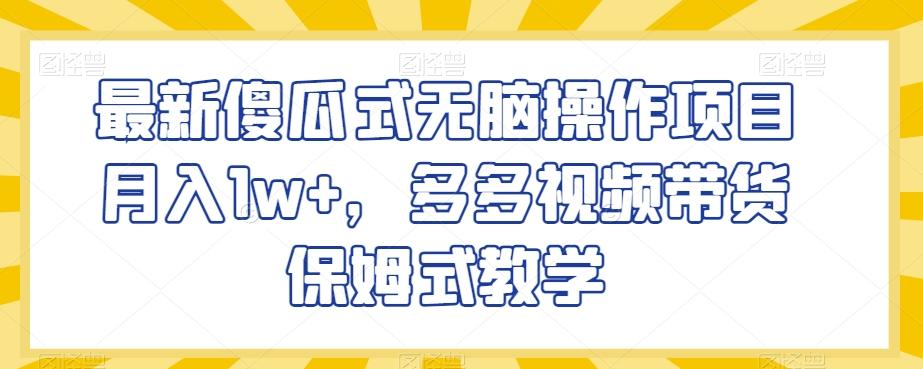 最新傻瓜式无脑操作项目月入1w+，多多视频带货保姆式教学【揭秘】-精品虚拟资源库