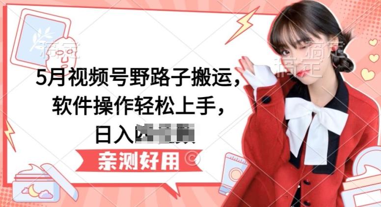 5月视频号野路子搬运，软件操作轻松上手，日入三位数【揭秘】-精品虚拟资源库